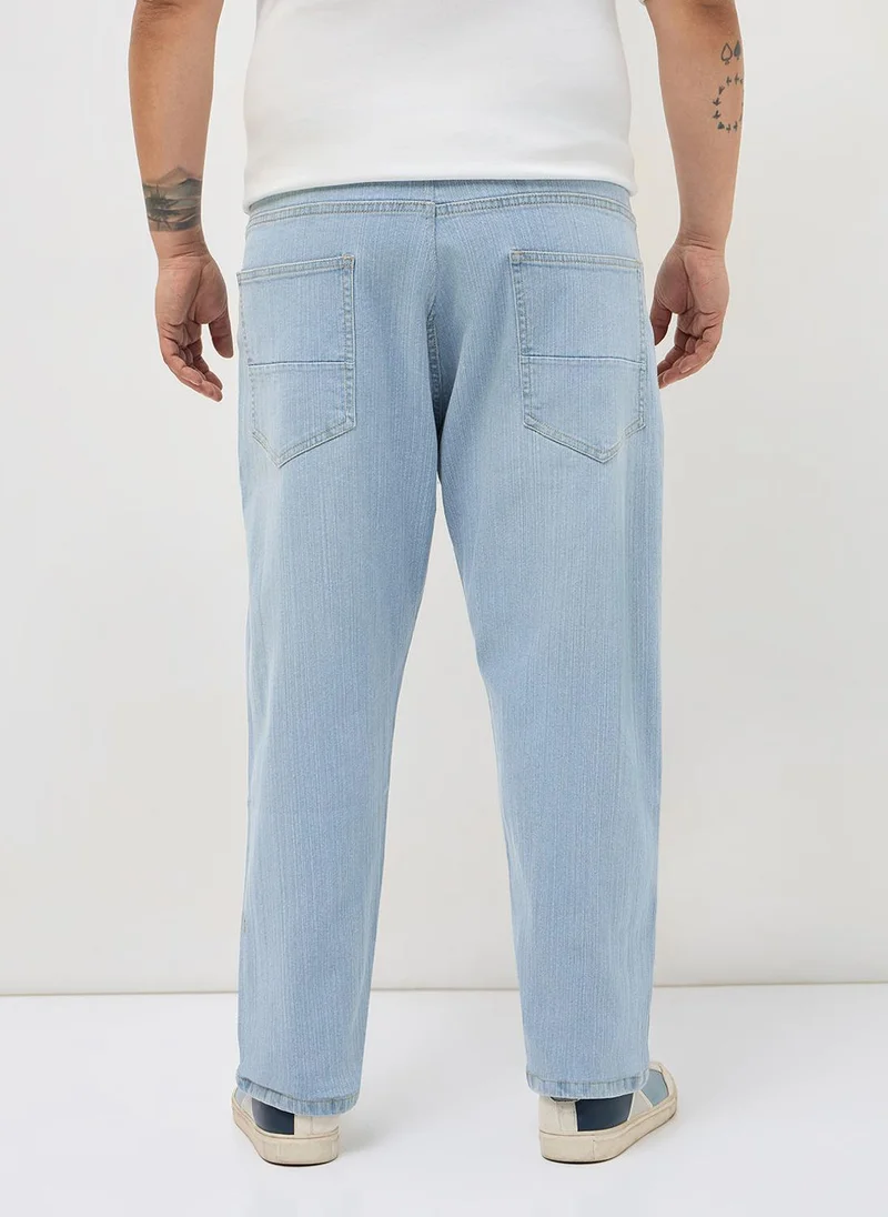 Urbano Fashion  Urbano Plus Men's Ice Blue Straight Fit Washed Denim Jeans Stretchable for Men | Best Price UAE
